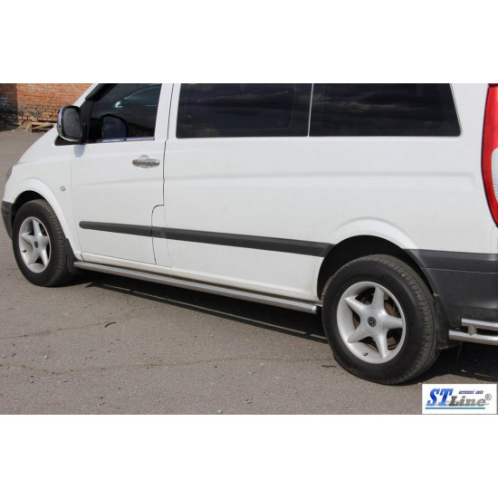 Бічні труби BB001 (2 шт., нерж.) d51, Довга база для Mercedes Viano 2004-2015 рр