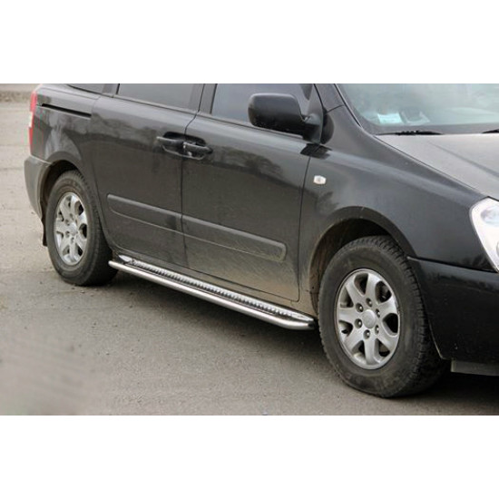 Бокові пороги KB001 (нерж) 42 мм для Kia Carnival 2002-2013 рр