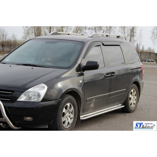 Бокові пороги KB001 (нерж) 42 мм для Kia Carnival 2002-2013 рр