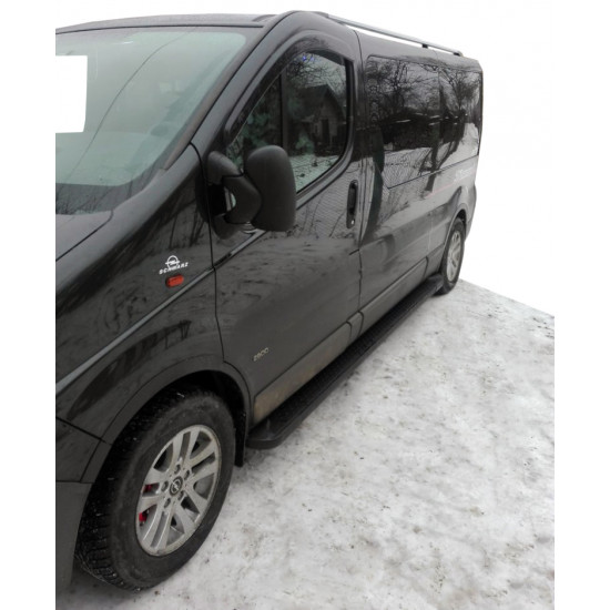 Бокові пороги Allmond Black (2 шт., Алюміній) Довга база для Nissan Primastar 2002-2014рр