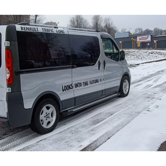 Бокові пороги Allmond Grey (2 шт., алюм.) Довга база для Opel Vivaro 2001-2015 рр