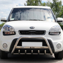 Кенгурятник (нерж) 60 мм, з написом для Kia Soul I 2008-2013 рр