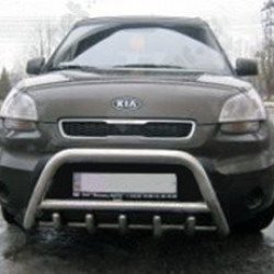 Кенгурятник (нерж) 60 мм, з написом для Kia Soul I 2008-2013 рр