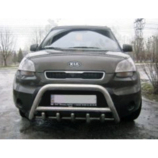 Кенгурятник (нерж) 51 мм, з написом для Kia Soul I 2008-2013 рр