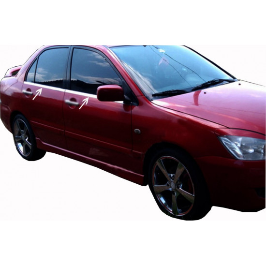 Зовнішня окантовка стекол (4 шт, нерж) Carmos - Турецька сталь для Mitsubishi Lancer 9 2004-2008 рр