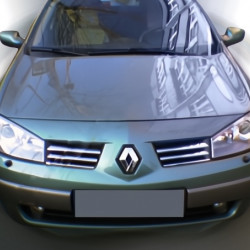 Накладки на решітку (модель 2004-2006, 6 шт, нерж) Carmos - Турецька сталь для Renault Megane II рр