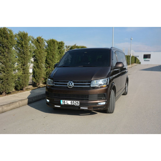 Накладка на передній бампер Sport 2-LED 2015-2018 (під фарбування) для Volkswagen T6