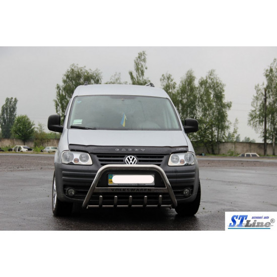 Кенгурятник WT003 (нерж) 60мм, з написом для Volkswagen Caddy 2004-2010 рр