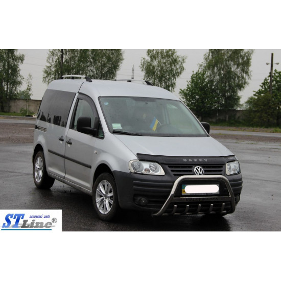 Кенгурятник WT003 (нерж) 60мм, з написом для Volkswagen Caddy 2004-2010 рр