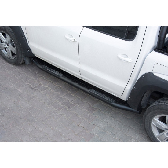 Бокові пороги Amazon Black (2 шт., чорні) для Mitsubishi L200 2006-2015 рр