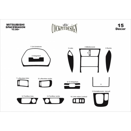 Накладки на панель для Mitsubishi Space Wagon 1998-2004 рр