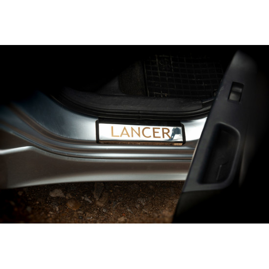 Накладки на пороги (Carmos, 4 шт, нерж) для Mitsubishi Lancer X 2008-2024 рр