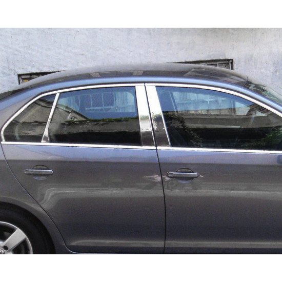 Молдинг дверних стійок (6 шт, нерж) для Volkswagen Jetta 2006-2011 рр